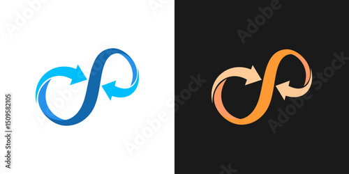 Infinity infinite arrow line icon endless loop logo design graphic