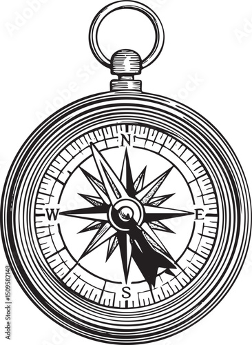 vintage compass displays cardinal directions on a circular .
