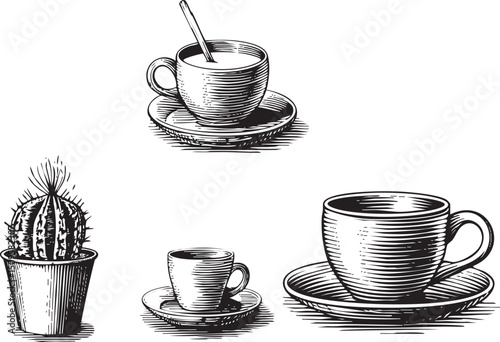 ceramic mug filled with creamy liquid sits on a wooden saucer accompanied by a spoon.