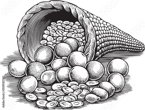 rustic cornucopia overflows with diverse seeds and grains.