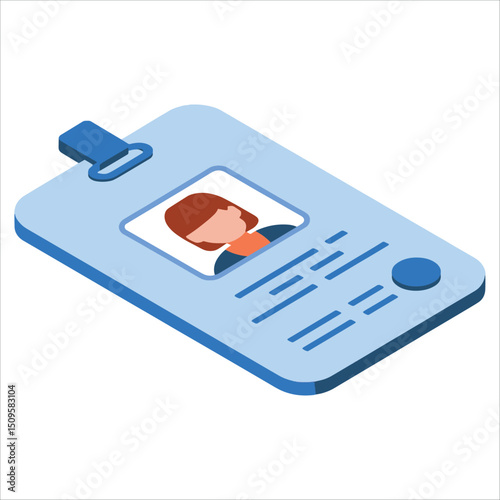 Security service ID card isometric icon.Vector illustration for web design, isolated on white, ideal for safety and access control themes.