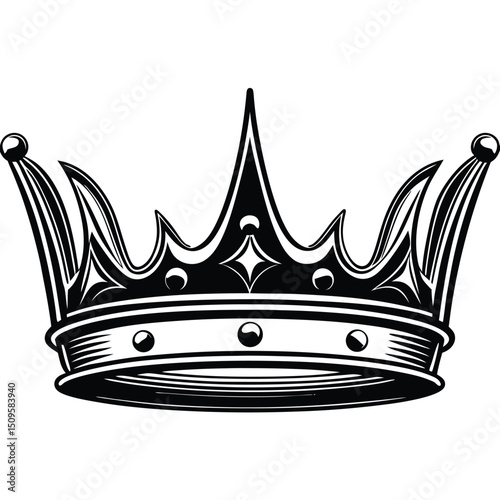 Regal Crown Majestic Design, Vintage Illustration