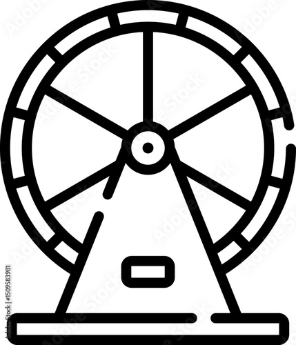 Minimalist Outline Icon of a Pet Rodent Exercise Wheel and Stand