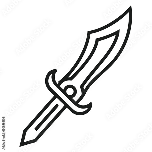 Fantasy Dagger Line Art Illustration of a Medieval Weapon