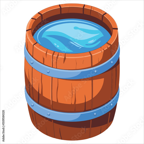 Sauna water bucket vector icon. Web design graphic isolated on white, ideal for spa, wellness, and relaxation themes.