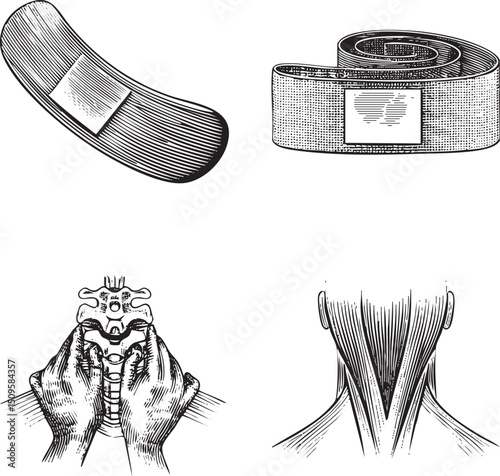 Two hands gently support a spinal region with a brace.