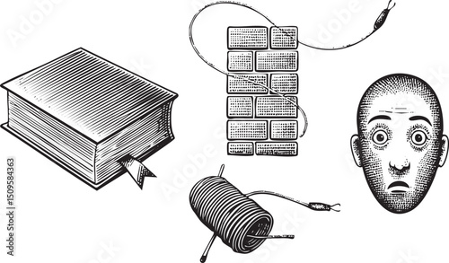 stylized depicts a book connected to a nervous face via a wire.
