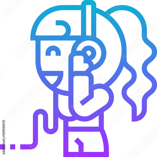Female Figure Listening to Music with Over Ear Headphones Icon