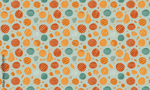 Modern Abstract Pattern Irregular Circles and Dots Muted Warm Colors