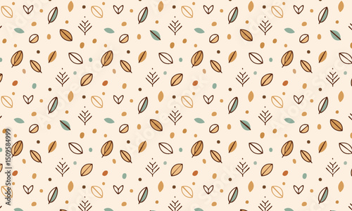 Natural Seeds Texture Pattern Design with Terracotta Dot Accents