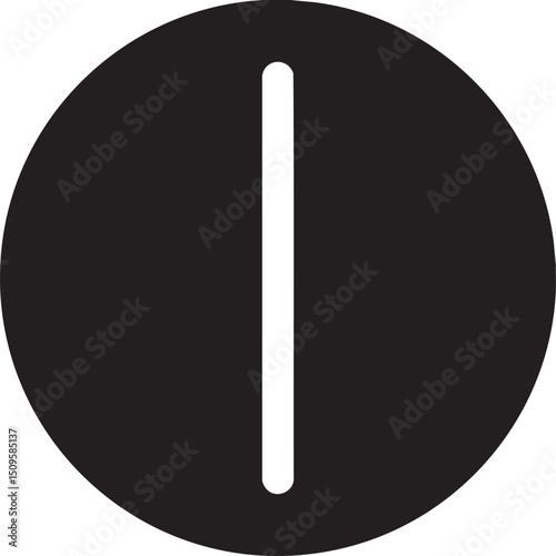 solid black circle features a vertical white bisecting it.