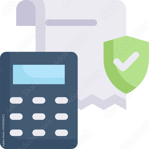 Calculator displays financial security with shield icon representing safe transactions and accounting practices in a modern business setting.