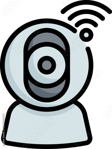 Webcam transmits wireless signal for online communication and security in modern technology, showcasing connectivity and surveillance.