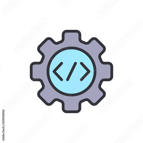 Conceptual Representation Of Programming Gear Symbol On Transparent Canvas