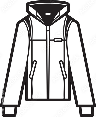 stylized black jacket with a hooded .