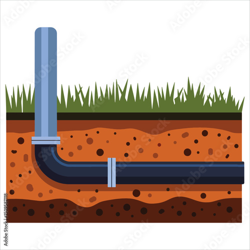 Sewerage ground cartoon vector icon. Web design graphic isolated on white for utility and infrastructure projects.