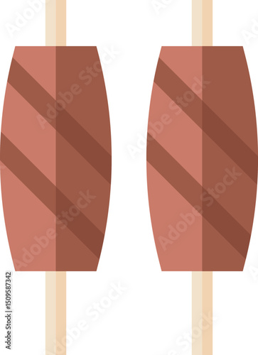 Two delicious kebabs on skewers sit sidebyside, ready to be enjoyed at a summer barbecue, creating a mouthwatering and festive scene.