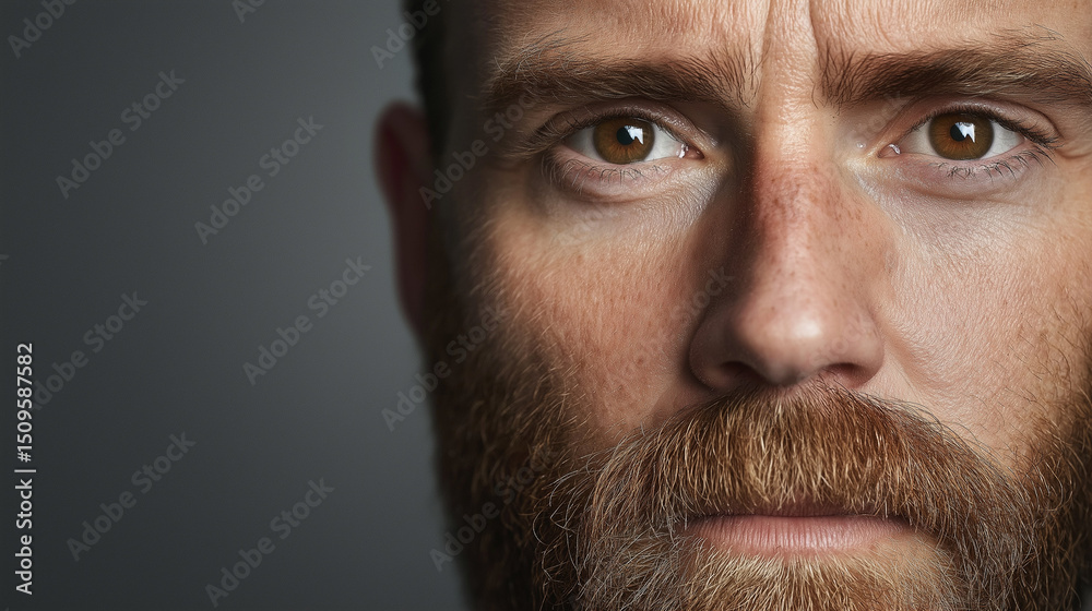 Fototapeta premium A man with brown eyes and a beard,Ai generative 