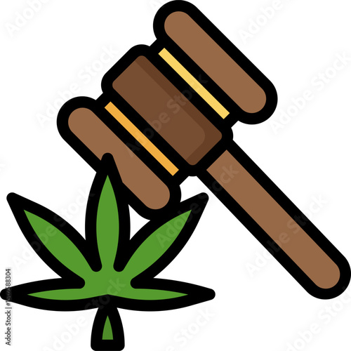 Gavel rests on cannabis leaf symbolizing legal decisions regarding marijuana in courtroom setting, representing justice and regulation.