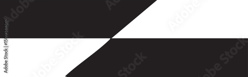 Two overlapping rectangles create a strong diagonal division within a grayscale scene.