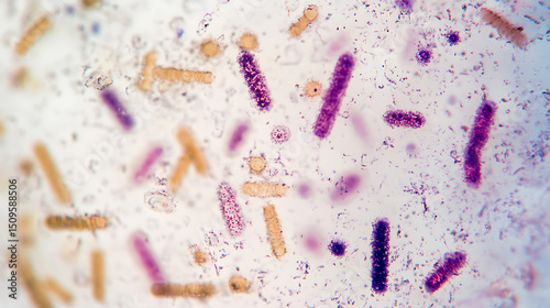 Microscopic View of Diverse Bacterial Colonies
