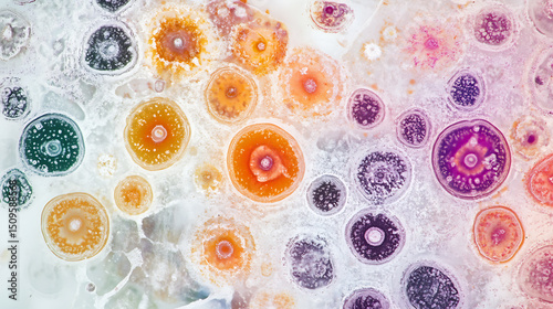 Vibrant Microscopic Patterns: A Kaleidoscope of Circular Textures