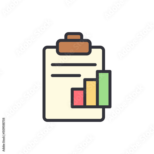 Trendy Icon Illustrating Positive Business Growth On A Clipboard