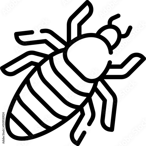 Stylized louse crawling, representing pest control, on a white surface, conveying a sense of cleanliness and hygiene.