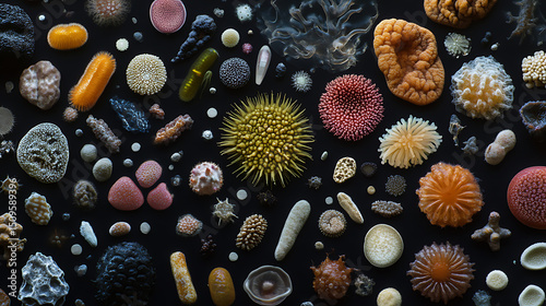 Diverse Array of Marine Organisms and Microscopic Life Forms