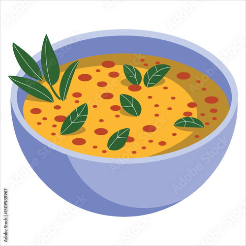 Vector illustration of traditional Indian dish soup icon isolated on white background, excellent for web design, cuisine concepts and cultural food projects.