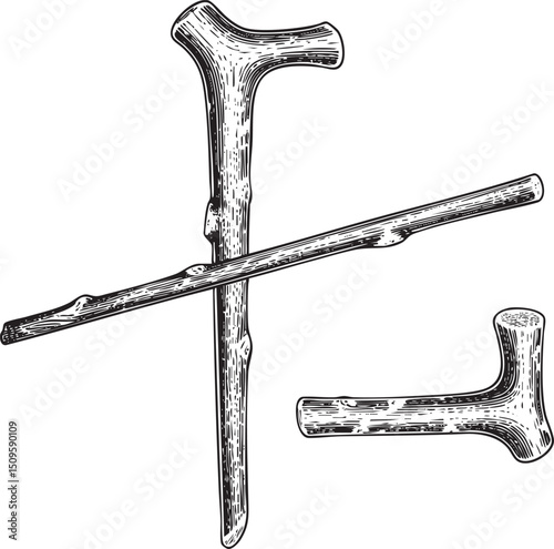Two branches intersect in a geometric arrangement.