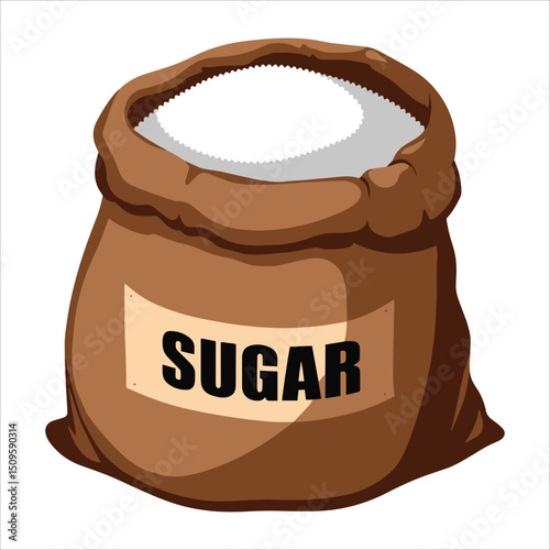 Vector illustration of a sugar bag isolated, a sweet ingredient graphic ideal for baking and cooking concepts.