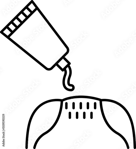 Tube of ointment being applied to a wound on skin, providing relief and promoting healing in a minimalist line art style.