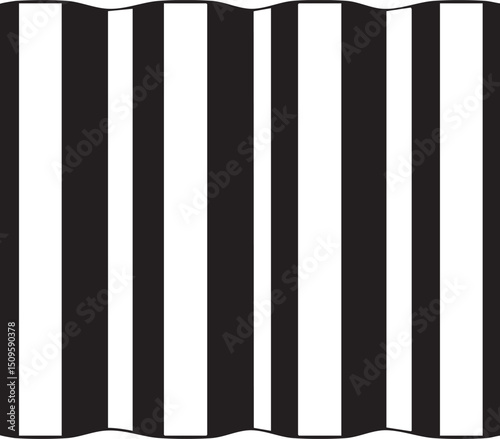 Bold black and white vertical stripes create a striking visual .
