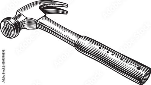 detailed black and white of a sturdy hammer.