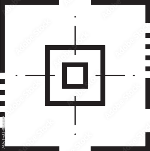 black square is centered within a larger white square marked with intersecting lines.