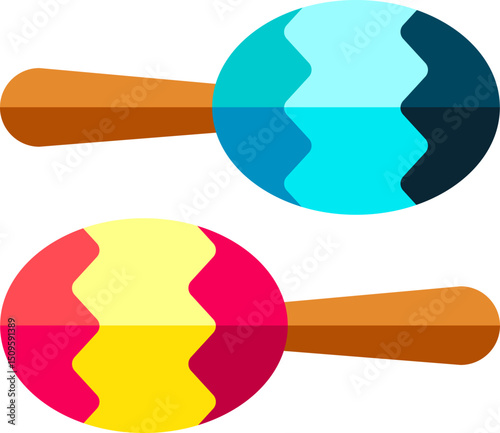 Colorful maracas shaking rhythmically during a lively musical performance, creating a festive and energetic atmosphere filled with joy and celebration.