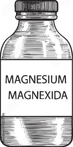 bottle displays the words ‘Magnesium’ and ‘Magnexida’ on its surface.