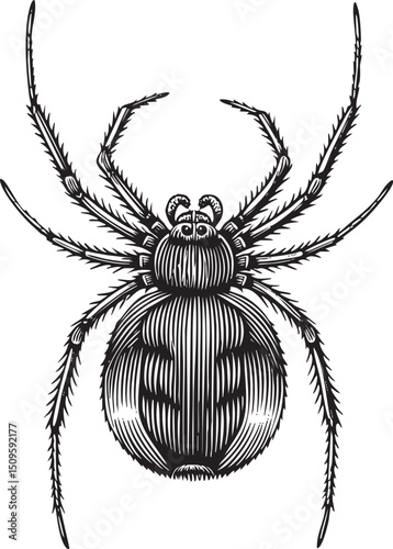 detailed black and white of a spider.