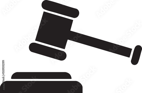 dark wooden gavel rests on a polished pedestal.