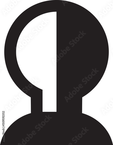 stylized silhouette of a person divided in half.