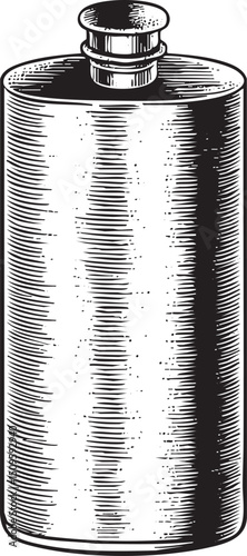 cylindrical film canister stands upright showcasing its textured surface.