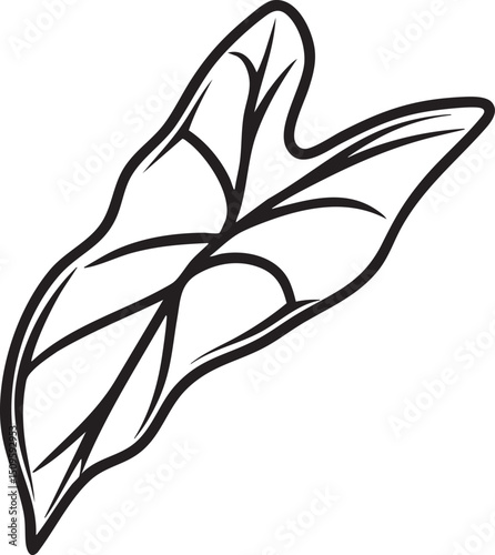 single stylized leaf gracefully curves upwards.