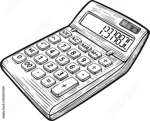 black and white calculator displays a large numerical value.