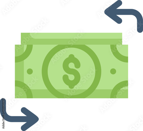 Money exchange occurs between two parties, representing financial transaction and transfer of funds, symbolizing commerce and trade in modern economy.