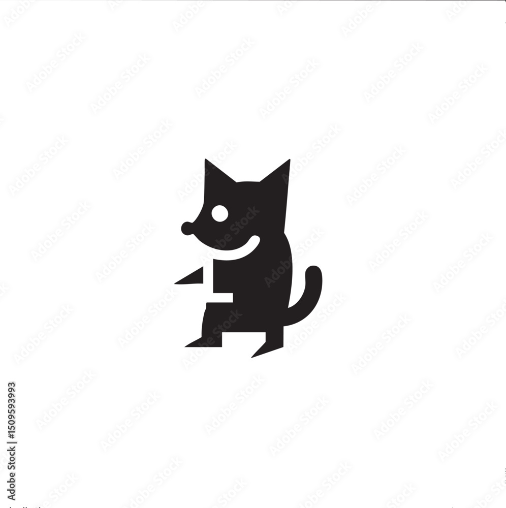 Fototapeta premium stylized black fox figure stands playfully with a joyful expression.