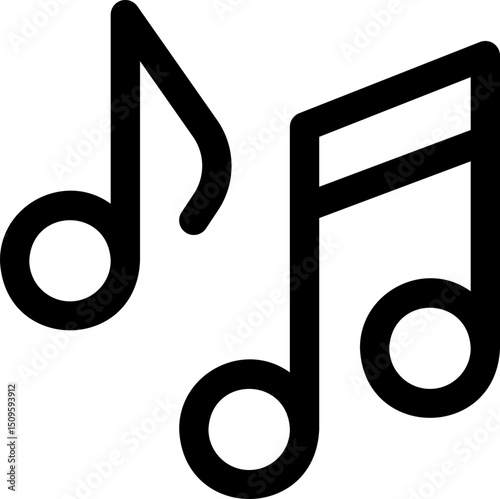 Musical notes floating in the air representing harmony and rhythm in a simple and clean style, conveying creativity and joy.