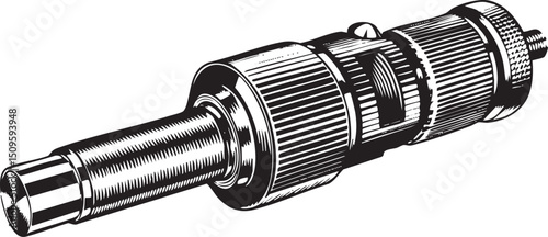 black and white of a hand-held drill.