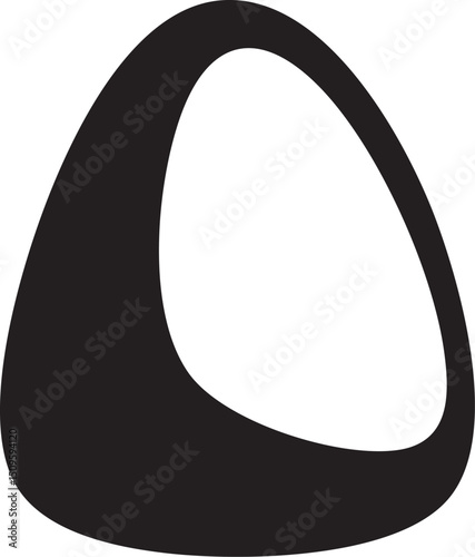 sleek dark oval shape rests on a white background.