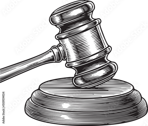 gavel rests on a wooden block ready for use.